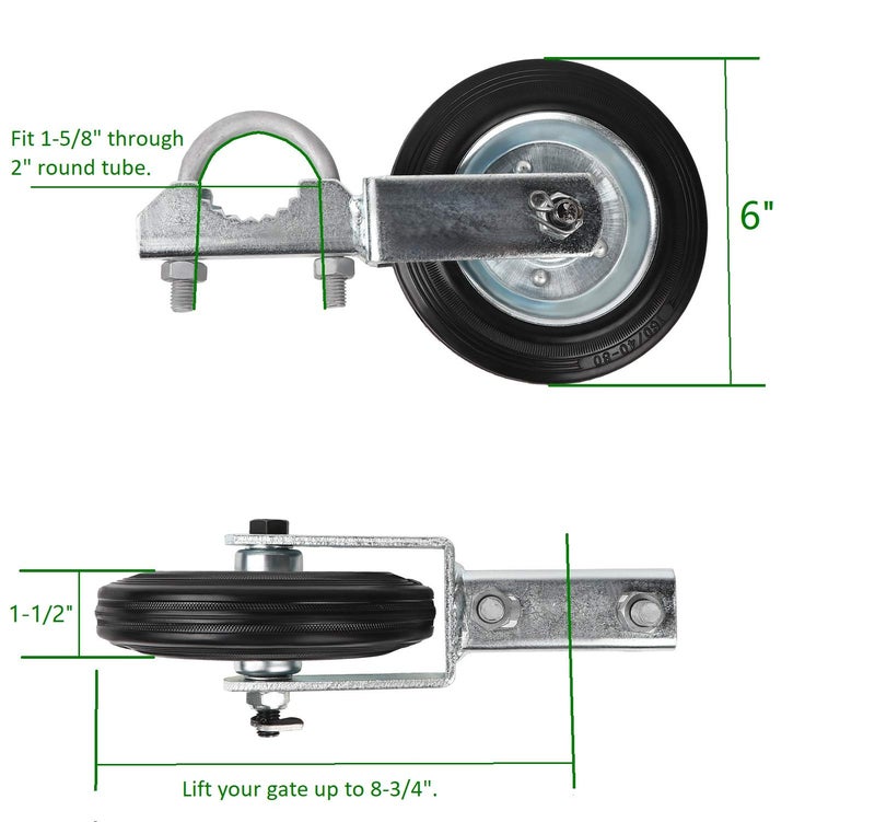 Mofeez Gate Wheel for Metal Swing Gate with 1-5/8"" Thru 2"" Gate Frames, Gate Support Wheel for Chain Link Fence, Prevent Gate from Dragging, Black - Image 2